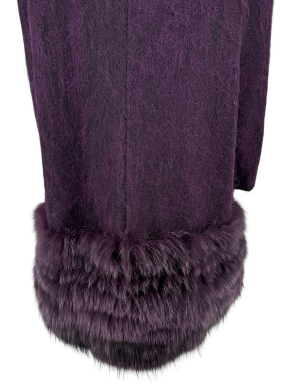 Pamella Roland Purple Alpaca & Fur Trim Coat – Size L