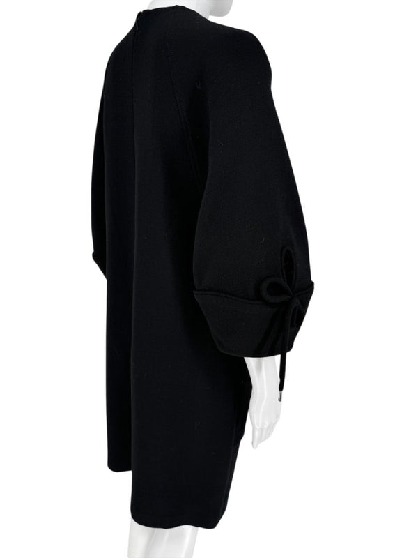 Lela Rose Black Wool-Blend Tie Sleeve Dress – Size 6