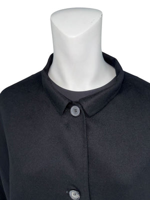 Jil Sander Black Cashmere Collarless Coat – Size 38 IT