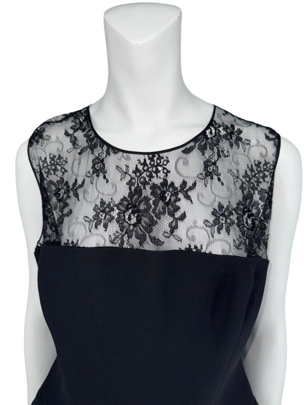 Christian Dior Black Lace-Trim Sleeveless Top – Size FR 44 (US 12)