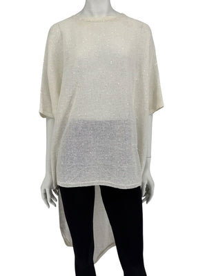 Brunello Cucinelli Ivory Hi-Low Sequin Knit Tunic – Size L