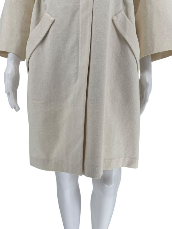 Brunello Cucinelli Cream Cotton-Blend Cocoon Coat – Size IT 44 (US 8)