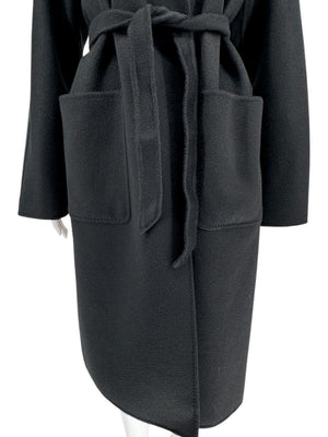 Max Mara ‘Manuela’ Belted Wrap Coat in Black – Size US 10 / IT 44
