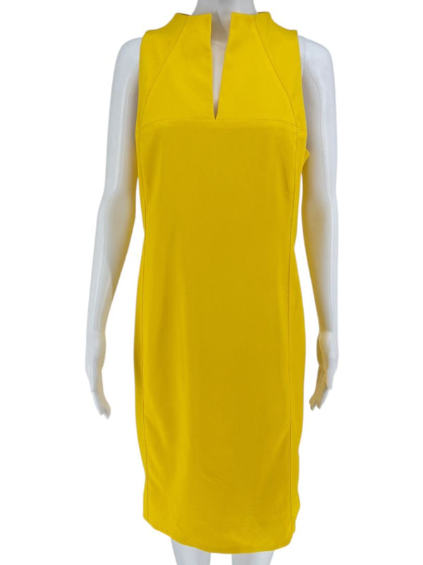Pamella Roland Sleeveless Citron Yellow Sheath Dress – Large
