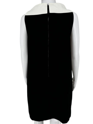 Alice + Olivia Black Shift Dress with Contrast Collar - Size 10