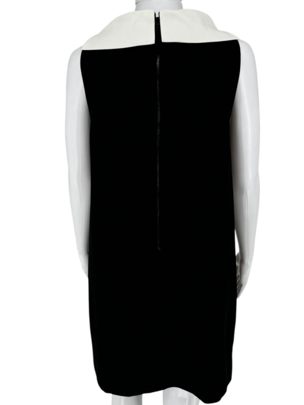 Alice + Olivia Black Shift Dress with Contrast Collar - Size 10