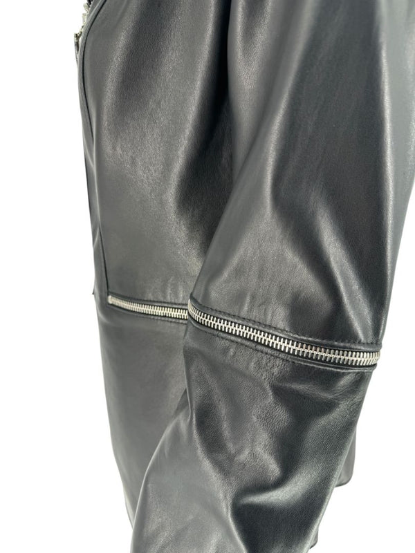 Pamella Roland Black Leather Moto Jacket - Large