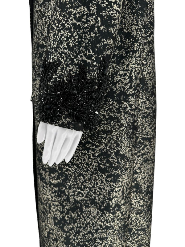 Pamella Roland Metallic Brocade Tuxedo Coat with Beaded Cuffs – Large