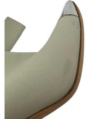 Louis Vuitton Ivory Leather Square-Toe Boots with Silver Cap – Size 39.5