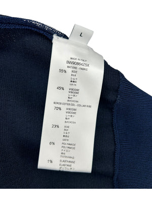 Givenchy Navy Draped Sleeve Silk-Blend Sweater – Size L