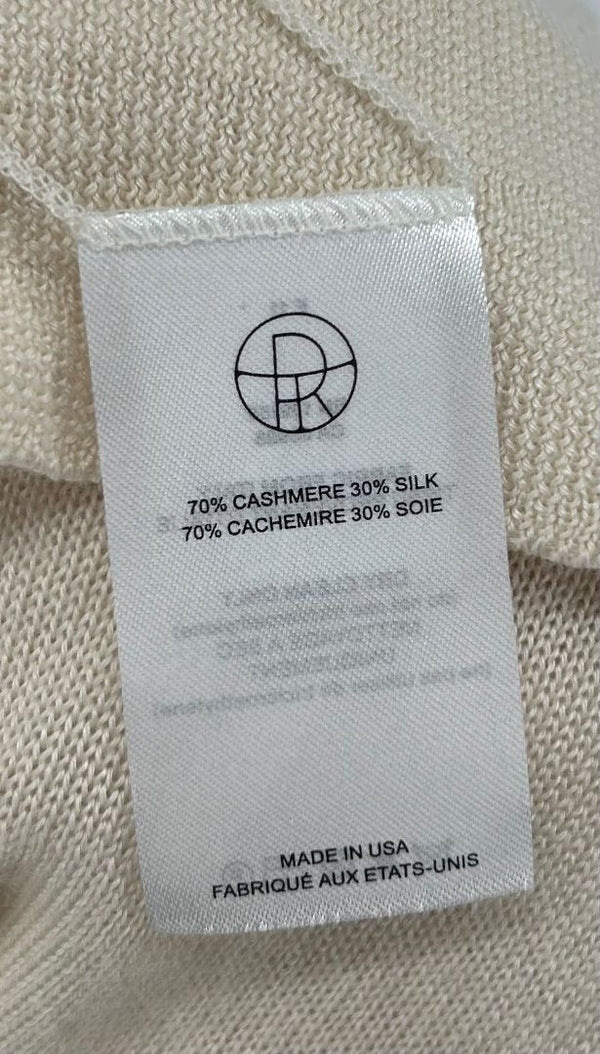 The Row Ivory Cashmere-Silk Crewneck Sweater – Size L