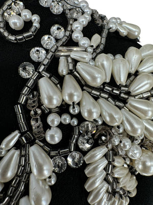 Pamella Roland Black Embellished Asymmetrical Sheath Dress – Large