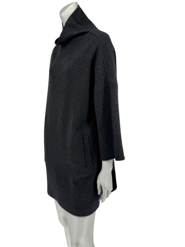 Loro Piana Charcoal Grey Reversible Wool-Cashmere Tunic Dress – Size S