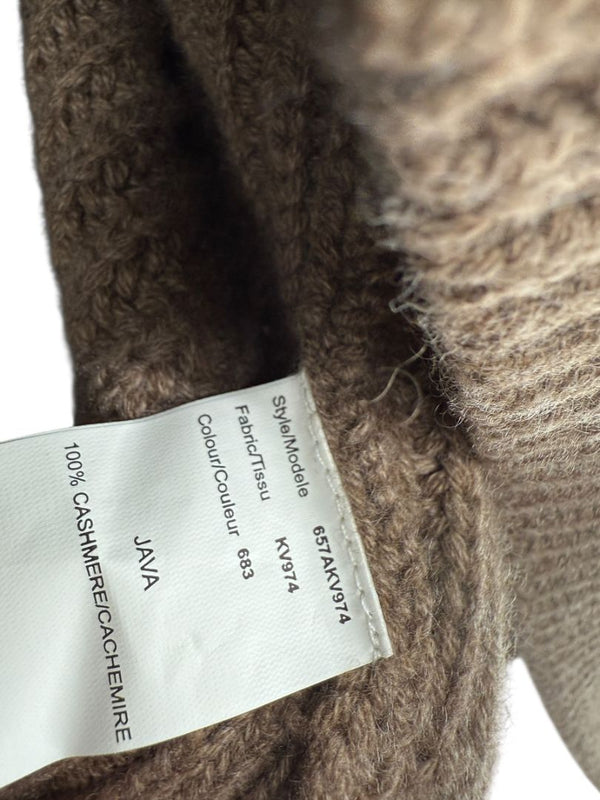 Michael Kors Java Brown Ribbed Cashmere Cardigan w/ Matching Scarf – Size M