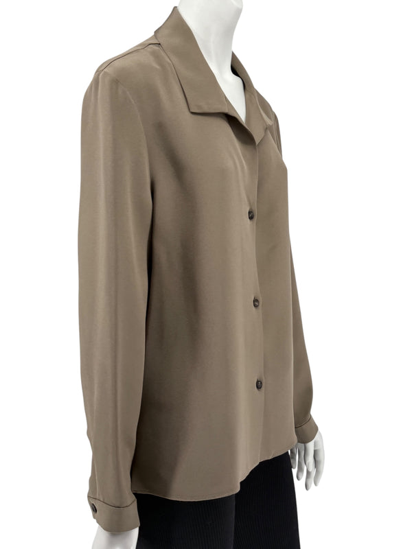 Peter Cohen Taupe Silk Convertible Collar Blouse – Size L