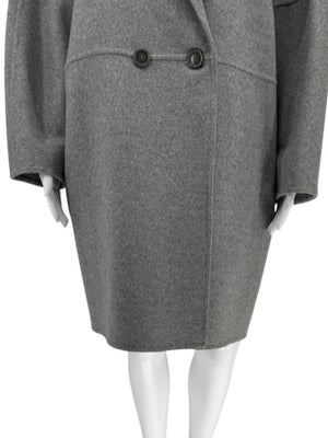 Akris Light Grey Double-Breasted Cashmere Coat - Size US 6