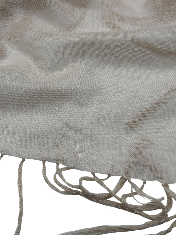 Brunello Cucinelli Beige Cashmere & Silk Fringed Scarf – 45" x 45"