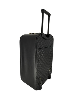 Marc Jacobs Quilted Black Leather Carry-On Suitcase – 20.8" x 14.2" x 8.3"