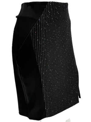 Pamella Roland Black Textured Sequin Skirt - Large