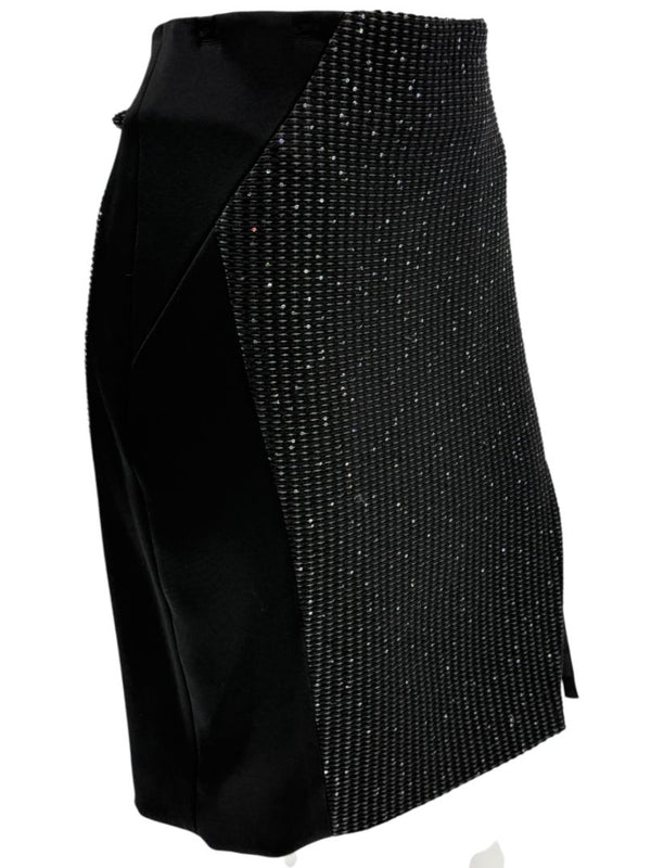 Pamella Roland Black Textured Sequin Skirt - Large
