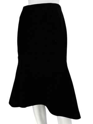 Pamella Roland Black Textured Flounce-Hem Skirt – Large