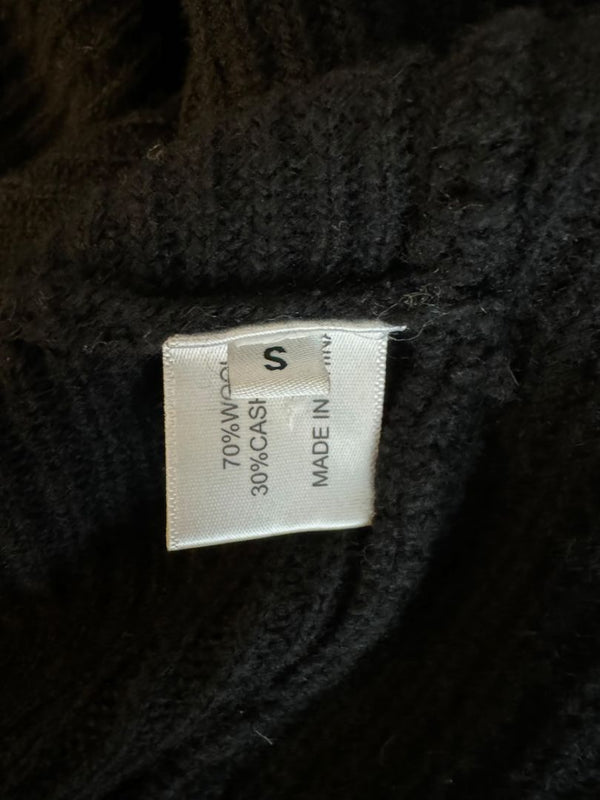 Proenza Schouler Black Wool & Cashmere Ribbed Knit Dress – Size S