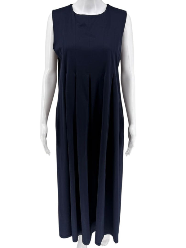 Weekend Max Mara Navy Jersey Pleated Midi Dress – Size L