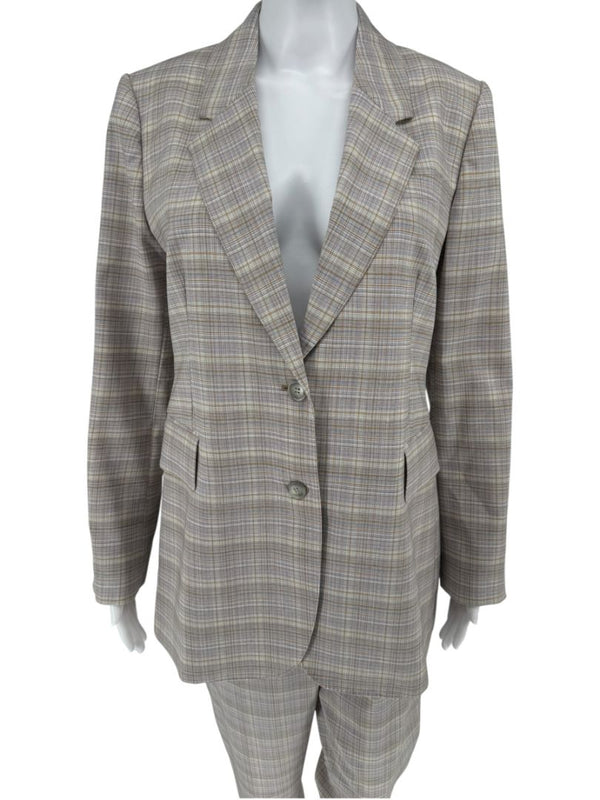 Gabriele Hearst Plaid Wool Blend Pantsuit – Size 46