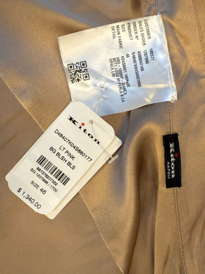 Kiton Bronze Silk Bow Blouse – Size 46 Brand New