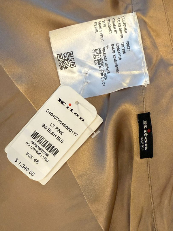 Kiton Bronze Silk Bow Blouse – Size 46 Brand New