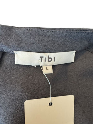 Tibi Charcoal Cap-Sleeve Mock Neck Top – Size L