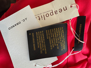 J.C. Obando Red Silk Tie Cuff Blouse – Size 8