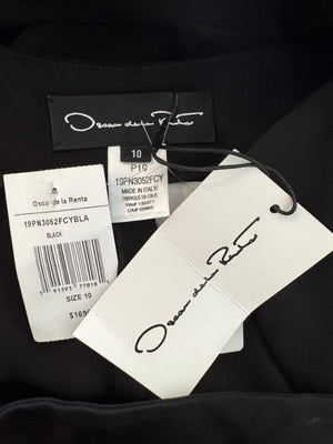 Oscar de la Renta Black Asymmetric Overlay Pants – Size 10- NWT