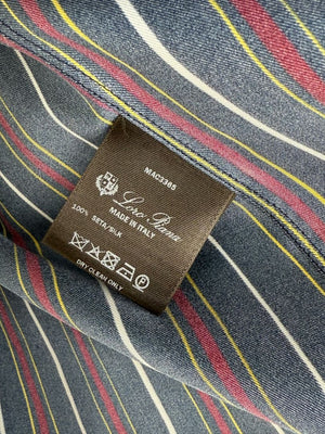 Loro Piana Navy Multicolor Stripe Silk Button-Up Shirt – Size IT 46