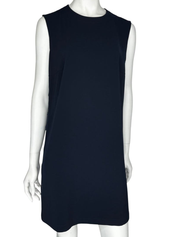 Akris Punto Navy Sleeveless Shift Dress with Side Grommet Detail – Size 10