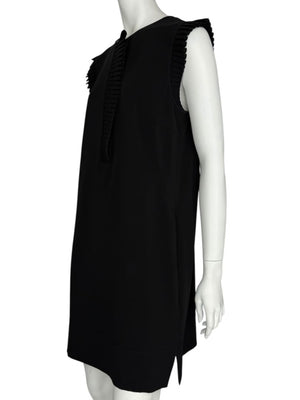Akris Punto Black Sleeveless Pleated Trim Shift Dress – Size 10