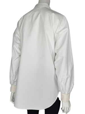 Alexander McQueen White Cotton Shirt with Balloon Sleeves – Size IT 38