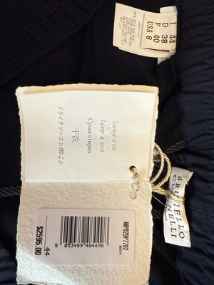 Brunello Cucinelli Navy Silk-Blend Cargo Jogger Pants – Size IT 44 (US 8)