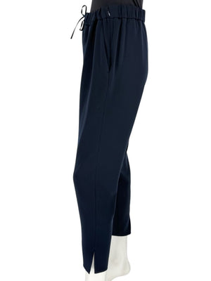Akris Punto Navy Elastic Waist Trousers with Ankle Slit – Size US 8