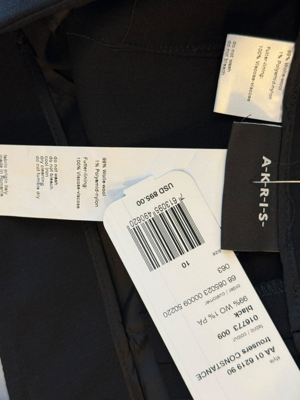 Akris Punto Black Cropped Pants with Velvet Side Stripe – Size US 8