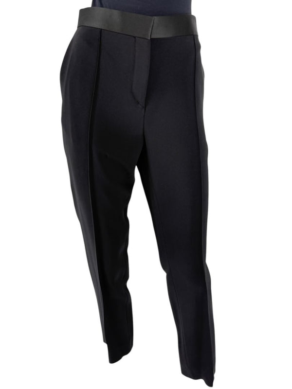 Céline Black Cropped Trousers with Satin Waistband – Size IT 42