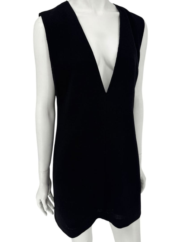 Lida Baday Black Wool Deep-V Mini Dress – Size 12