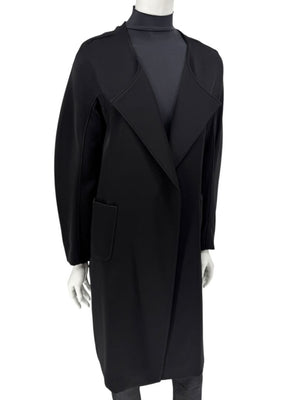 Pamella Roland Black Open-Front Longline Coat – Large