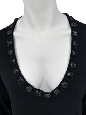Burberry London Black Embellished Silk-Blend Sweater – Size L