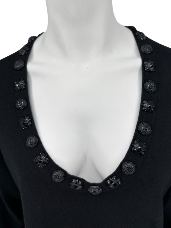 Burberry London Black Embellished Silk-Blend Sweater – Size L