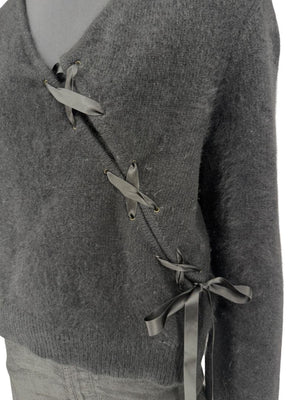 Christian Dior Black Angora-Wool Wrap Sweater – Size 44 (FR) / 12 (US)