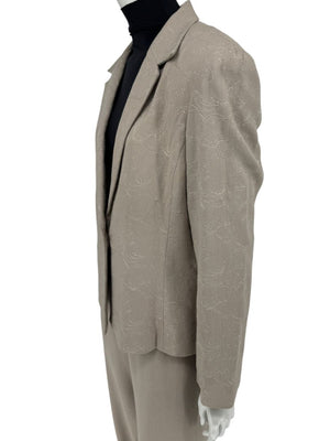 Oscar by Oscar de la Renta Taupe Embroidered Pantsuit – Size 14