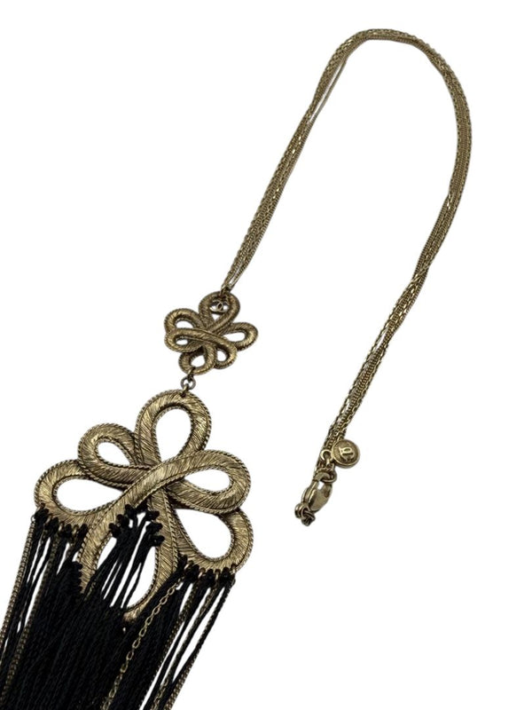 Chanel Paris-Shanghai Métiers d’Art 2010 Gold & Black Silk Tassel Necklace – Signed 10A