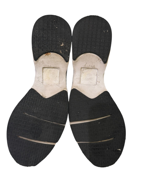 Chanel Grey & White Nylon Suede Low-Top Sneakers – Size 40