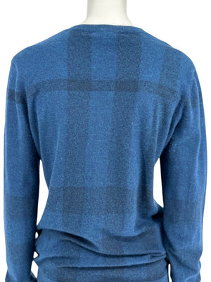 Burberry London Blue V-Neck Cashmere Sweater – Size XL